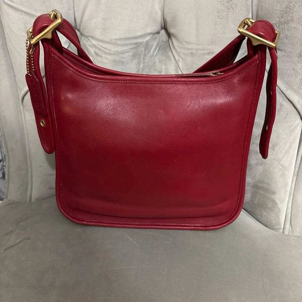 RARE RED Coach Legacy Zip Shoulder Bag 9966 - Picture 2 of 11